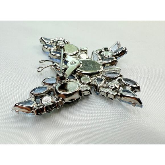Juliana Style Blue AB Rhinestone Layered Butterfly Brooch D&E - Picture 7 of 9